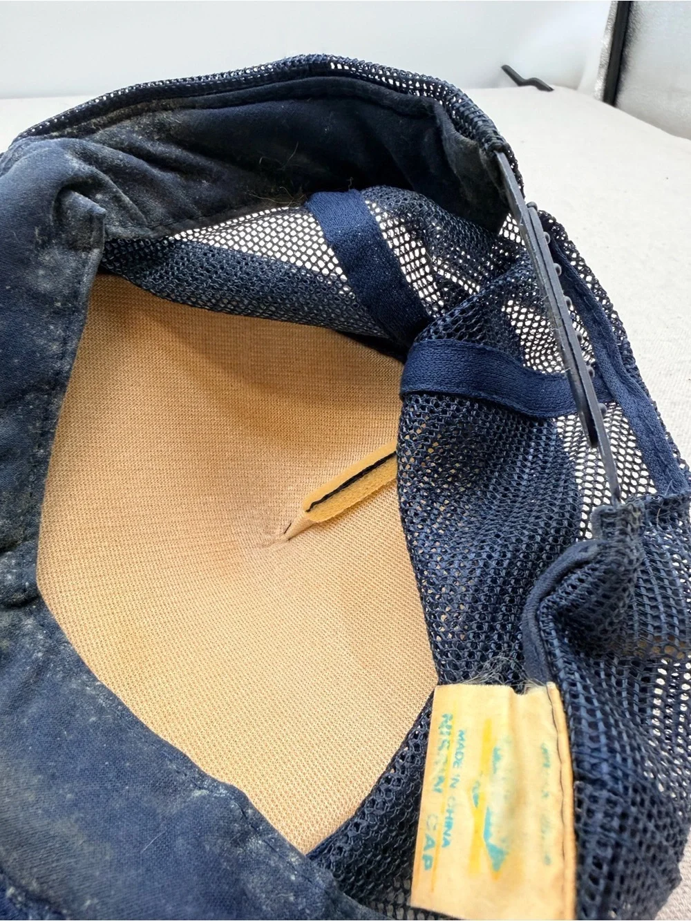 Vintage Navy and Tan Mesh Baseball Cap